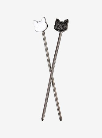 Black & White Glitter Cat Hair Pins