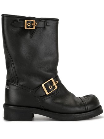 Chanel Pre-Owned CC Stitch Buckled Boots - Farfetch