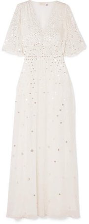 Topiary Sequined Chiffon Gown - Ivory