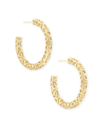 Maggie Small Hoop Earrings in Gold Filigree | Kendra Scott
