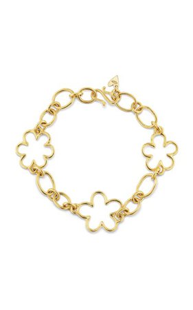 18k Yellow Gold Flower Chain Bracelet By Christina Alexiou | Moda Operandi