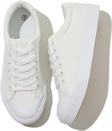 Amazon.com | Witwatia Canvas Shoes for Women Casual Fashion Sneakers Cute Ladies Low Tops White Tennis Shoes Comfortable Lace-Up Canvas Sneakers for Girls | Shoes