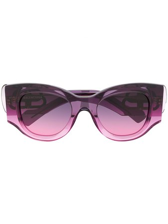 Balenciaga Eyewear Round-Frame Sunglasses BB0070S Purple | Farfetch