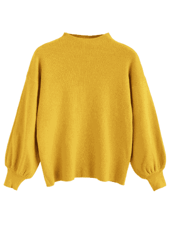 [HOT] 2019 Drop Shoulder Plain Lantern Sleeve Sweater In GOLDEN BROWN ONE SIZE | ZAFUL CA