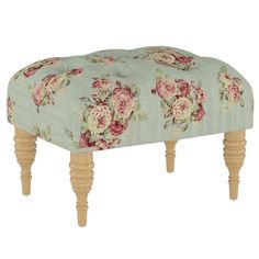 Tufted Ottoman Manor Floral Sage - Simply Shabby Chic