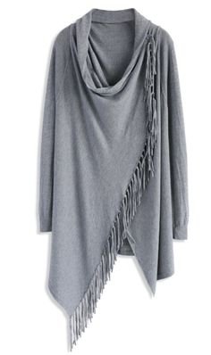 Fashion Attitude Asymmetry Cardigan in Grey - ChicWish