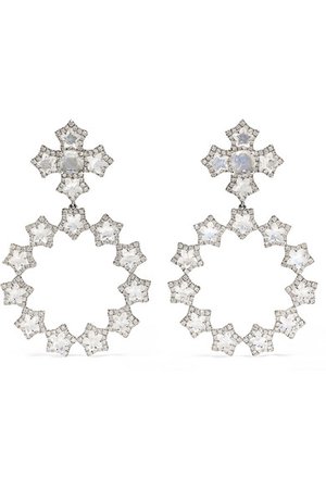 Marie-Hélène de Taillac | Madonna 18-karat white gold, moonstone and diamond earrings | NET-A-PORTER.COM