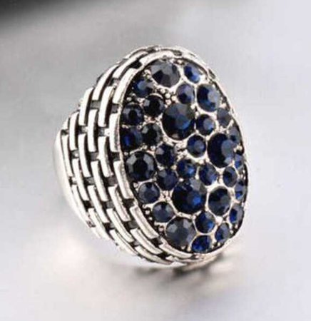 Chunky blue and silver ring