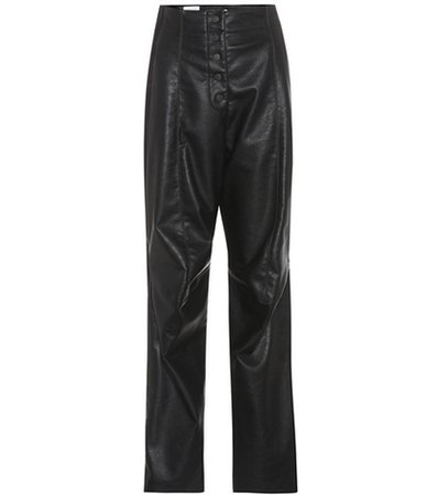 Faux leather and suede trousers