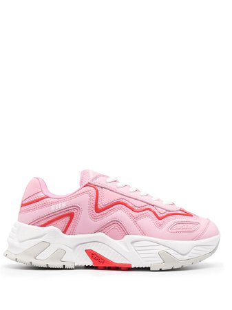 Shop MSGM panelled lace-up sneakers with Express Delivery - FARFETCH