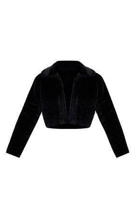 Black Cropped Faux Fur Coat. Coats & Jackets | PrettyLittleThing USA
