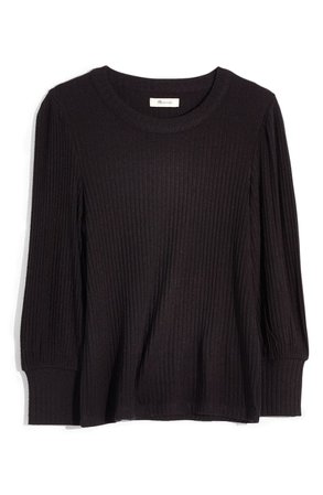 Madewell Brushed Rib Pleat Sleeve Top | Nordstrom