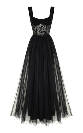 Rasario Sleeveless Lace And Tulle Gown