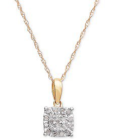 Macy's Round-Cut Diamond Pendant Necklace in 10k Gold (1/6 ct. t.w.) & Reviews - Necklaces - Jewelry & Watches - Macy's