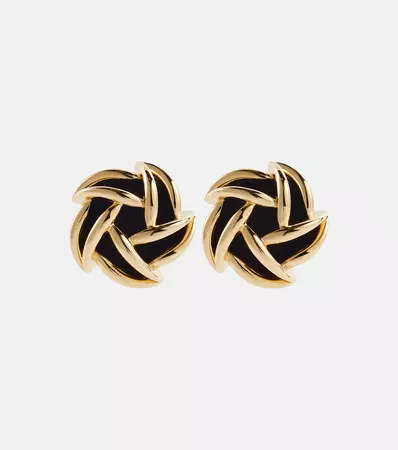 Vintage Spiral Velvet Trimmed Clip On Earrings in Black - Saint Laurent | Mytheresa
