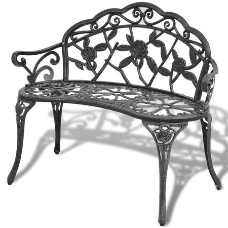 vidaXL Garden Bench 100cm Cast Aluminium Green Outdoor Garden Patio Park Chair | Buy Outdoor Benches - 8718475973072