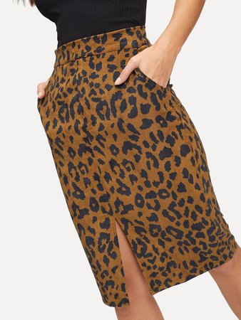 Cheetah Print Split Cord Skirt | SHEIN USA