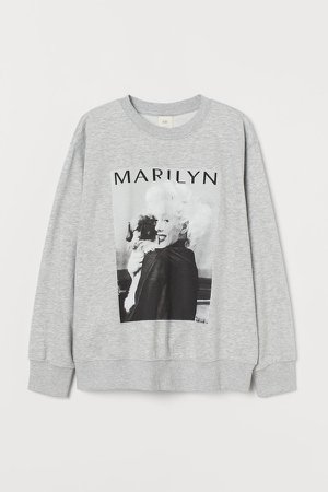 Sweatshirt with Printed Design - Gray