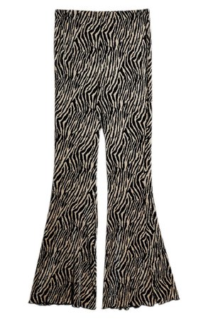 Topshop Zebra Plissé Flared Trousers | Nordstrom