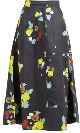 Mathews - Dolores Floral Print Skirt - Womens - Navy Multi