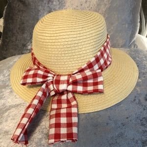 Accessories | Red Gingham Straw Hat | Poshmark