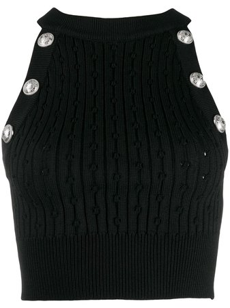 Black Balmain Button-embellished Tank | Farfetch.com
