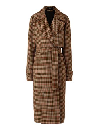 Chasa Tweed Check Coats in Brown | JOSEPH