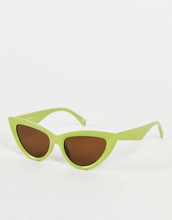 ASOS DESIGN beveled cat eye sunglasses in green | ASOS