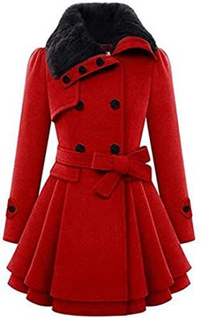 Amazon.com: Chigant Women's Basic Essential Double Breasted Skirted Peacoat Black: Clothing