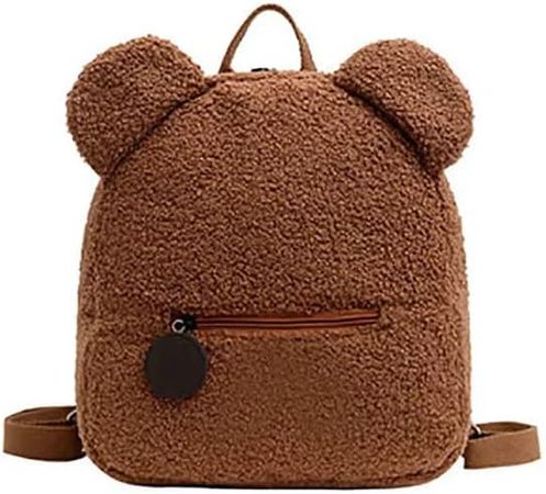 Amazon.com | Cute Kawaii Backpack Plush Teddy Bear Bag Fuzzy Pillow For Travel and Everyday use for Boys and Girls (Khaki) | Kids' Backpacks
