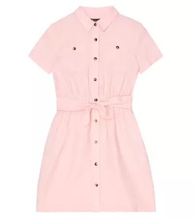 Jemma Linen Shirt Dress in Pink - Loro Piana Kids | Mytheresa