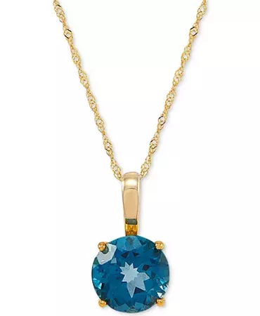 Macy's 14k Gold London Blue Topaz Pendant Necklace