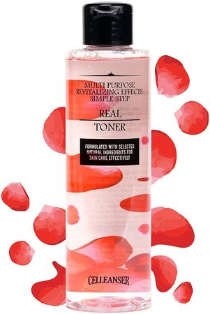 CELLEANSER Real Toner 100% One Ingredient Extract Water for Facial Skin Care 6.76 oz - Made in Korea | Skin Relief, Soothing, Sensitive Type (Rose)