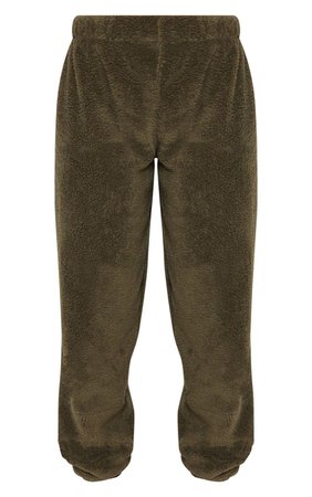 Khaki Fleece Jogger | Trousers | PrettyLittleThing