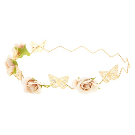 Gold Zig-Zag Butterfly Flower Crown Headwrap | Claire's US