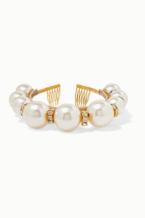 Dolce & Gabbana | Gold-tone, faux pearl and crystal headband | NET-A-PORTER.COM