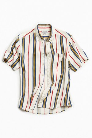 UO '90s Stripe Short Sleeve Button-Down Shirt | Urban Outfitters