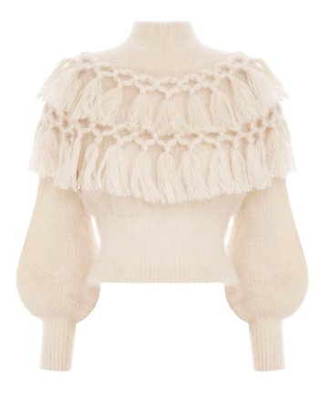 Ladybeetle Tassel Sweater Cream Online | Zimmermann