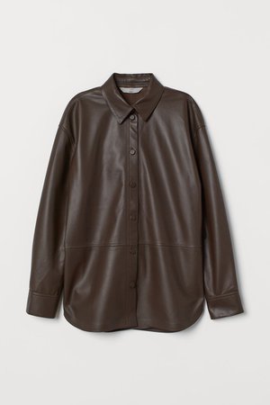 Leather shirt - Dark brown - Ladies | H&M