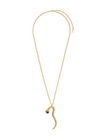 Metallic Saint Laurent Snake Pendant Necklace | Farfetch.com