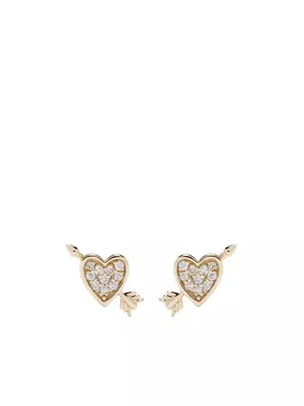 Adina Reyter 14kt Yellow Gold Heart And Arrow Diamond Stud Earrings - Farfetch