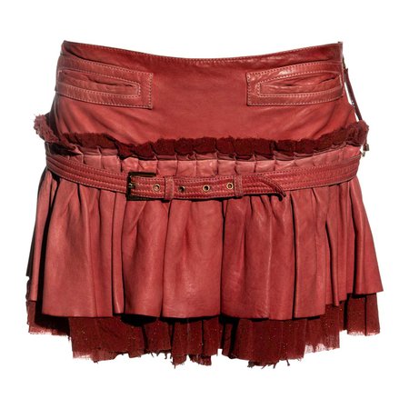 Roberto Cavalli low-rise pleated leather mini skirt, fw 2004 For Sale at 1stDibs