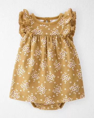 Baby Yellow Organic Cotton Dress with Bloomer | carters.com