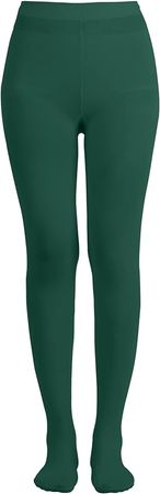 EMEM Apparel Women's Ladies Solid Colored Opaque Dance Ballet Costume Microfiber Footed Tights Stockings Fashion Hunter Green A at Amazon Women’s Clothing store