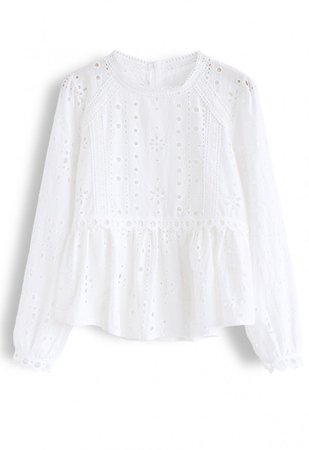 Frilling Embroidered Eyelet Crochet Top in White - NEW ARRIVALS - Retro, Indie and Unique Fashion