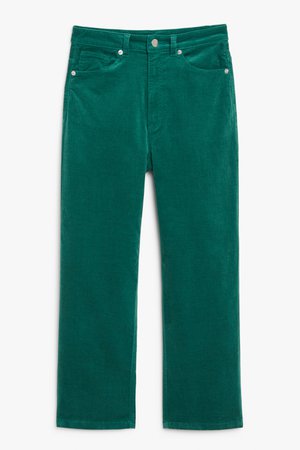 Velvet trousers - Green - Trousers - Monki