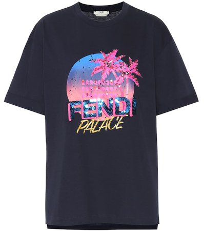 Fendi - Cotton sequined logo T-shirt | Mytheresa