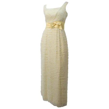 vintage 60s Yellow Lace Tiered Dress