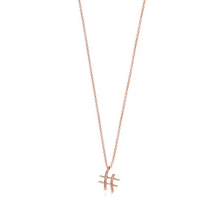 Paloma's Graffiti small hashtag pendant in 18k rose gold, 16". | Tiffany & Co.