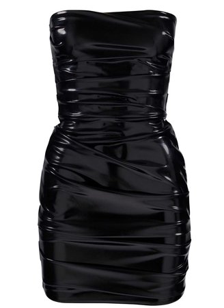 ALEX PERRY Carter Ruched Vinyl Strapless Mini Dress